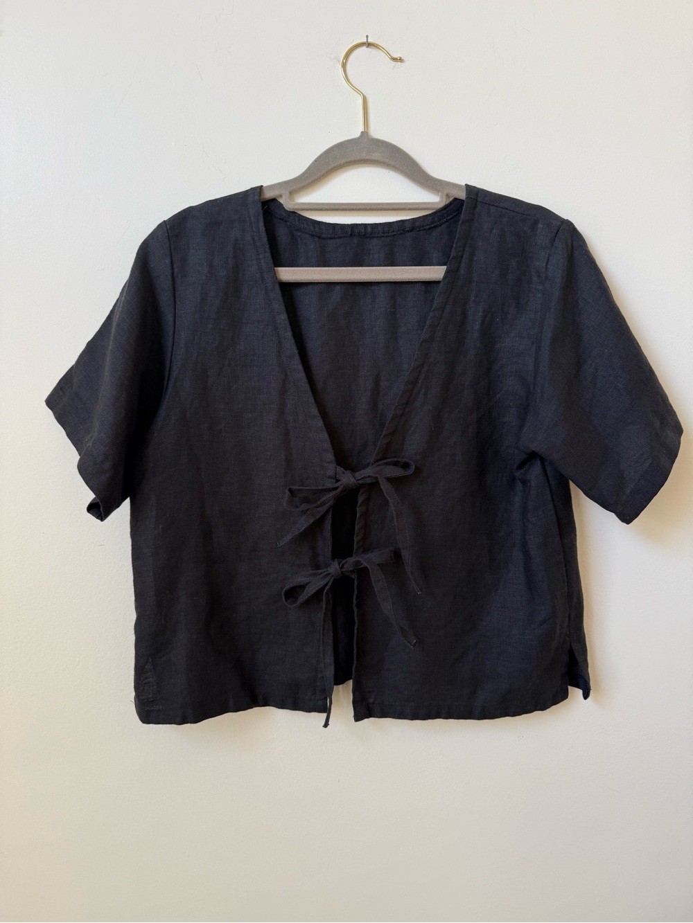 Bees and Bones Collection Mabel Top tie front linen blouse